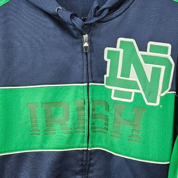 Men Track Jacket Addidas Notre Dame L Hooded Full Zip Fighting Irish Embroidered - Picture 3 of 8